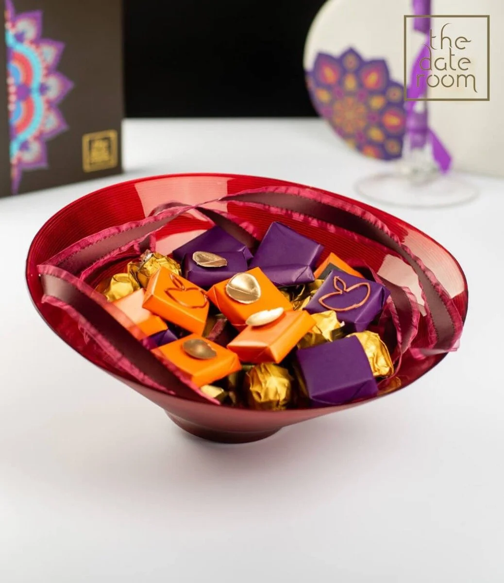 Diwali Chocolate and Truffles Red Tray By The Date Room 