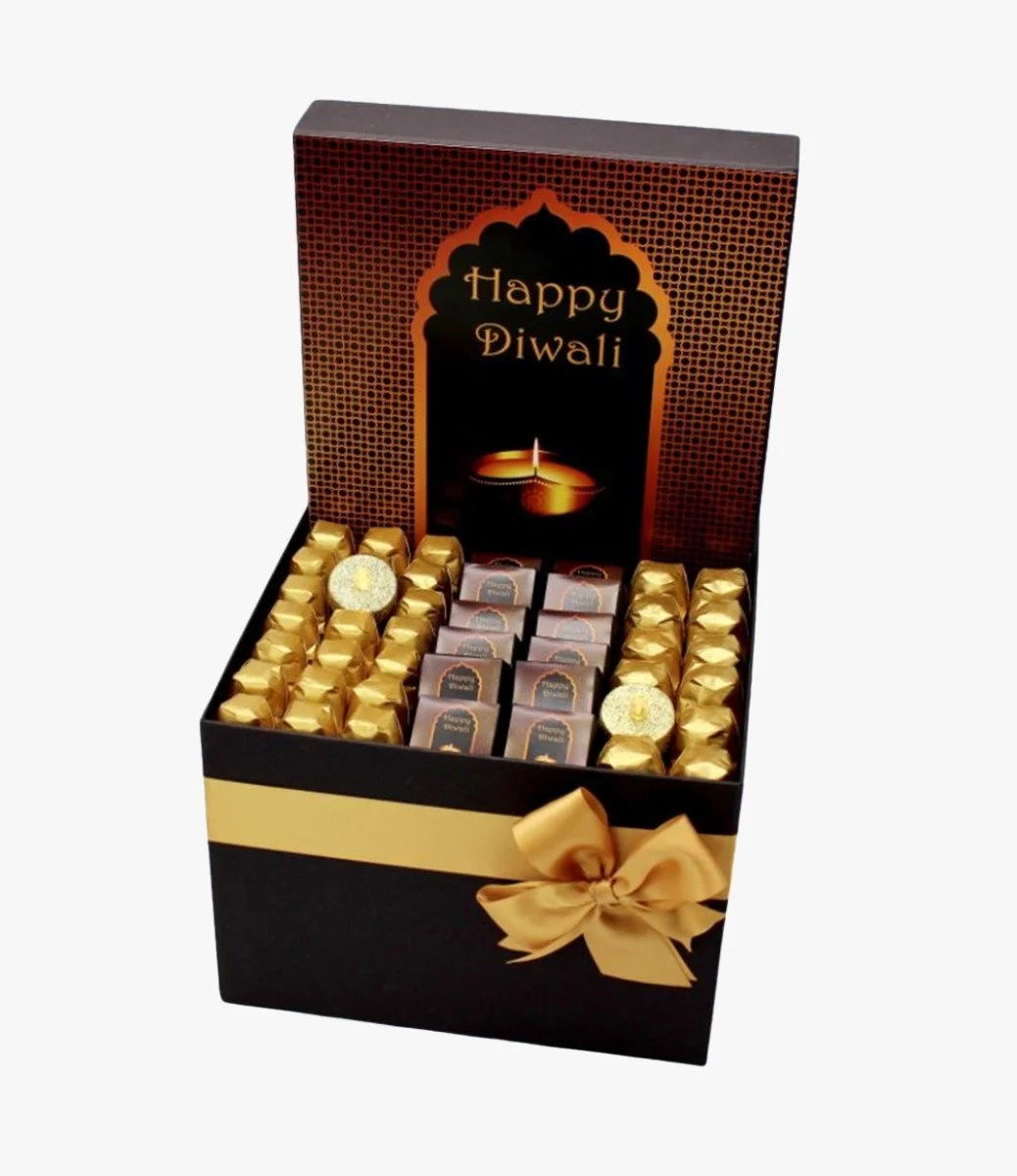 Diwali Elegant Candle Black Chocolate Hamper by Le Chocolatier