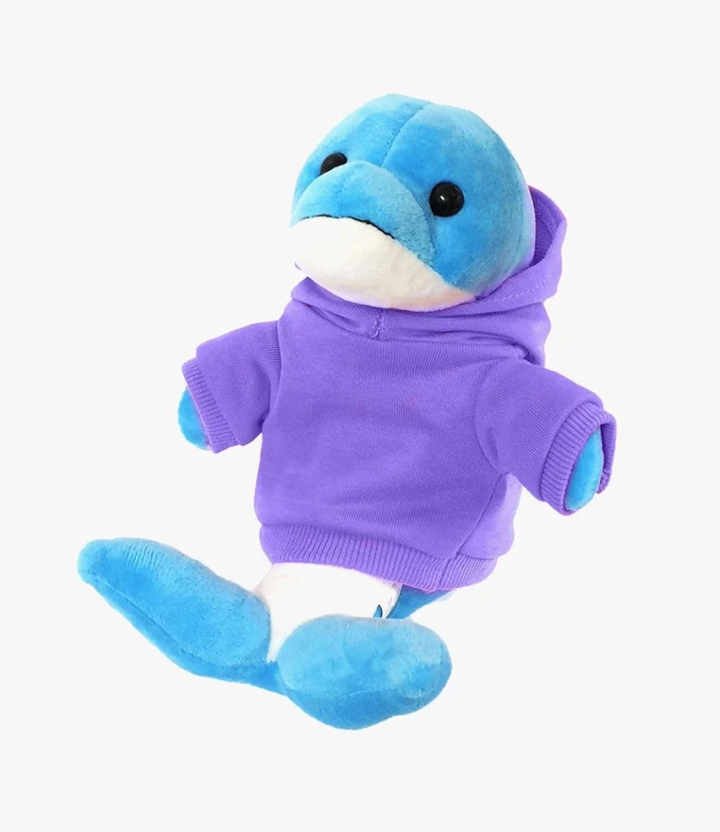 Blue Dolphin with Purple Hoodie 20cm by Fay Lawson