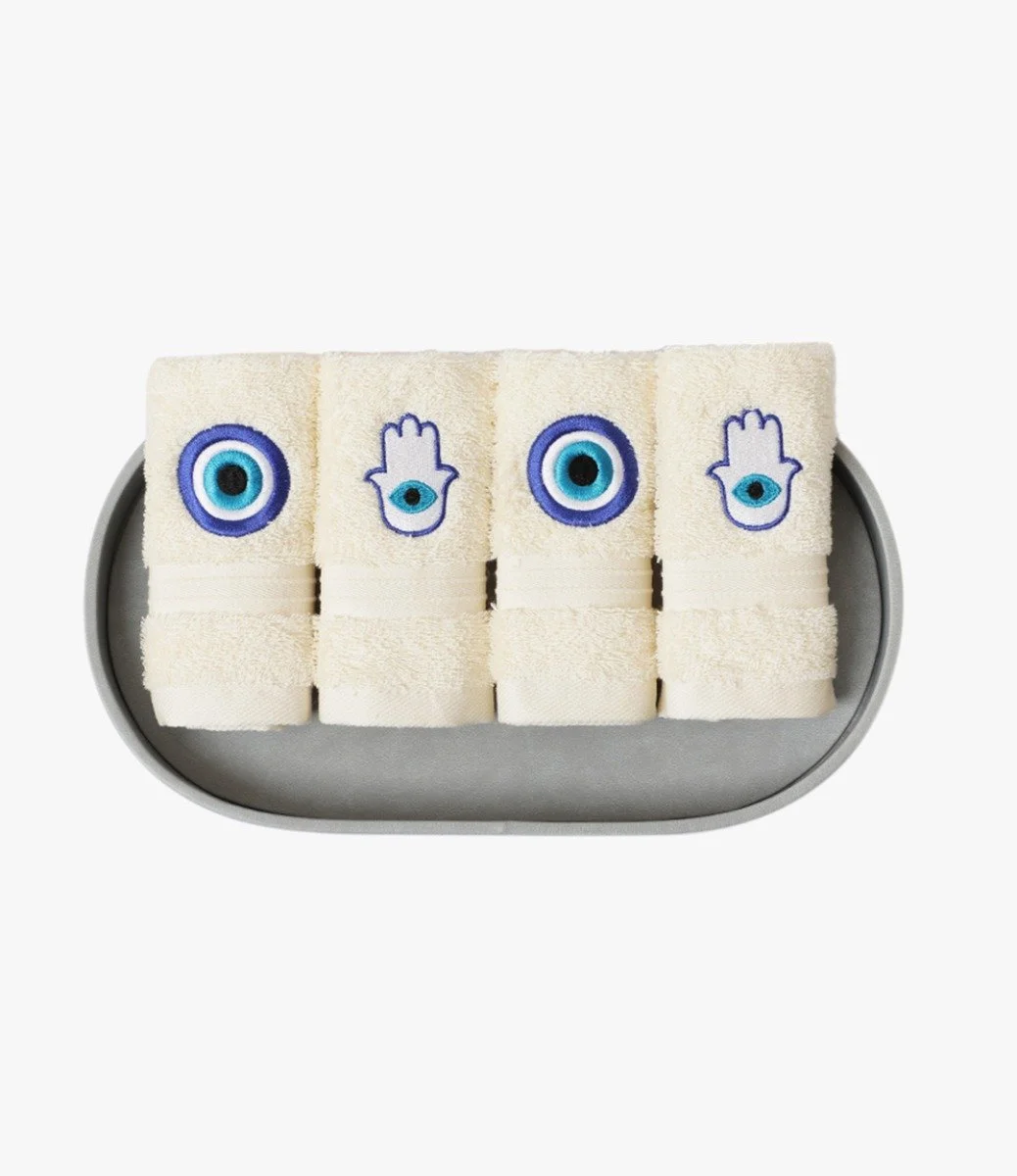 Evil Eye Towel Set of 4 - Cream by Lumiere Co