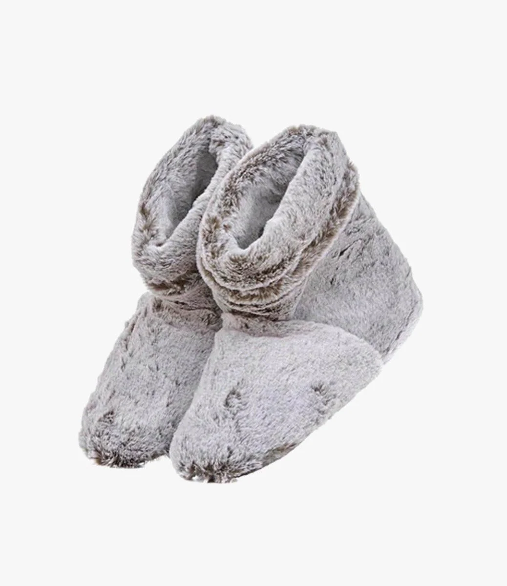 Faux Fur Heatable Slipper Boot - Grey By Aroma Home