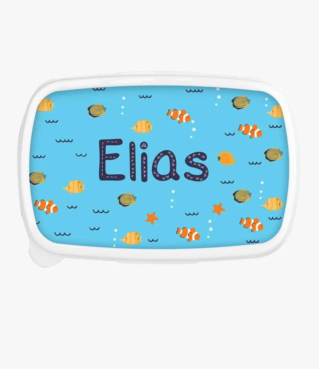School Lunchbox With Fish Drawings For Kids