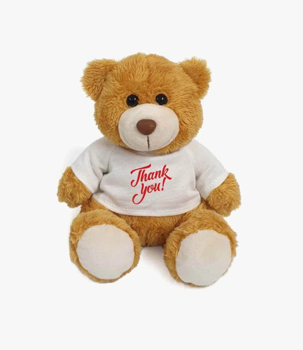 Golden Bear with White 'Thank You' T-shirt By Fay Lawson