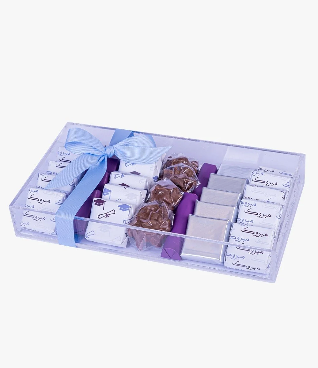 Graduation Acrylic Box  Chocolate Arangement By Lilac- Small 