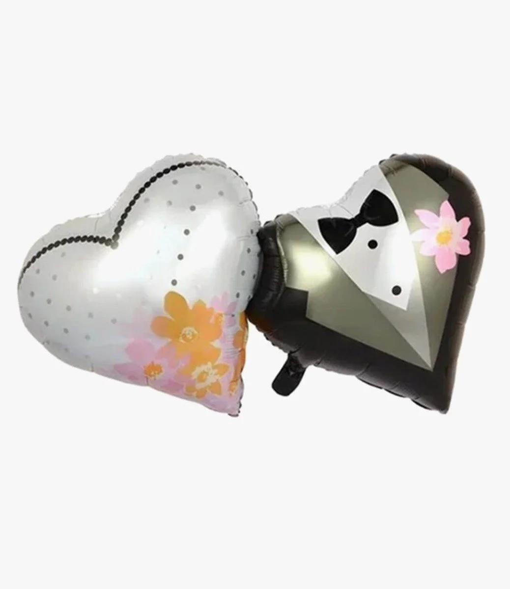 Groom and Bride Double Heart Foil Balloon