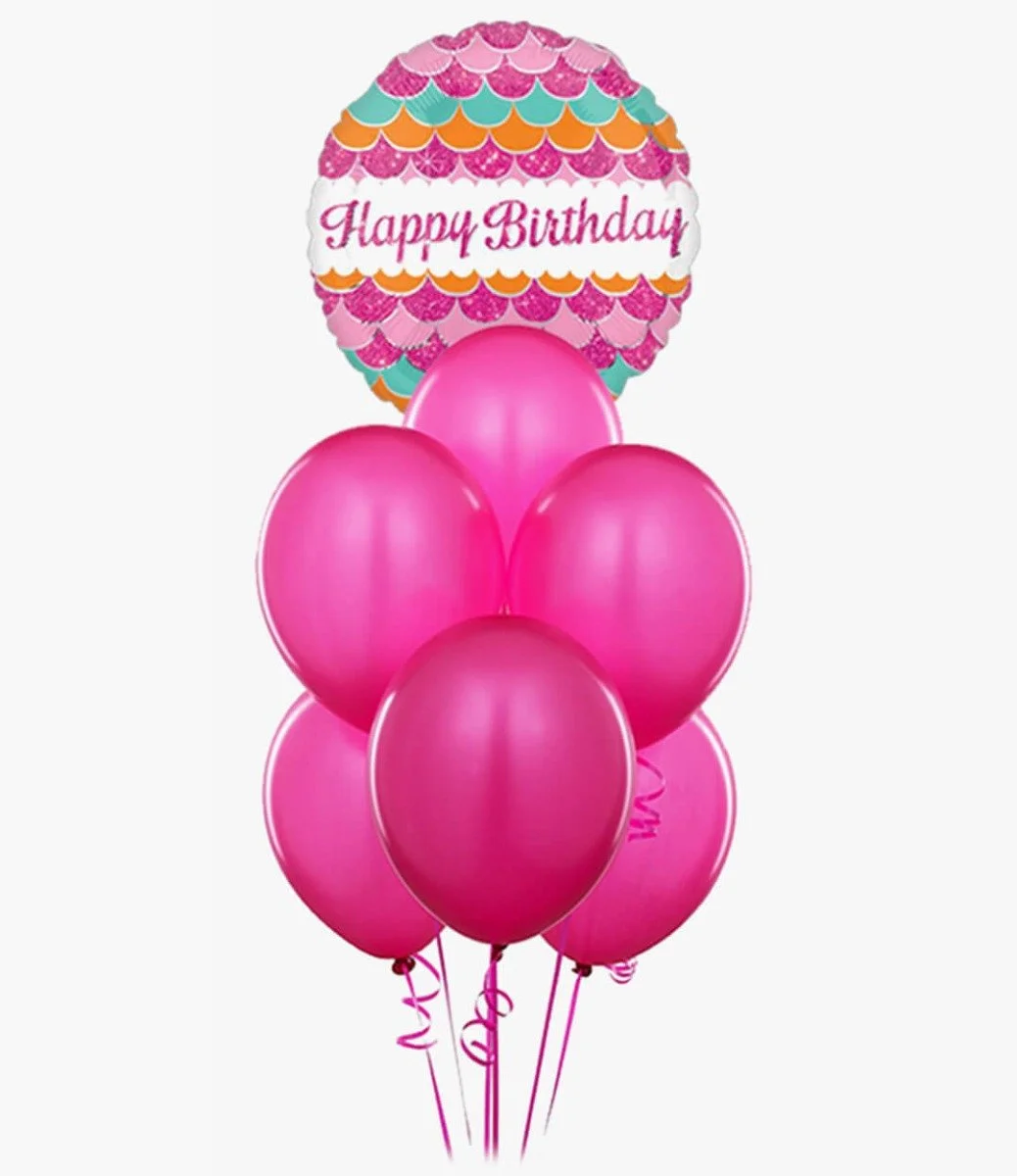 Happy Birthday Balloon Bundle 3 fuchsia Color