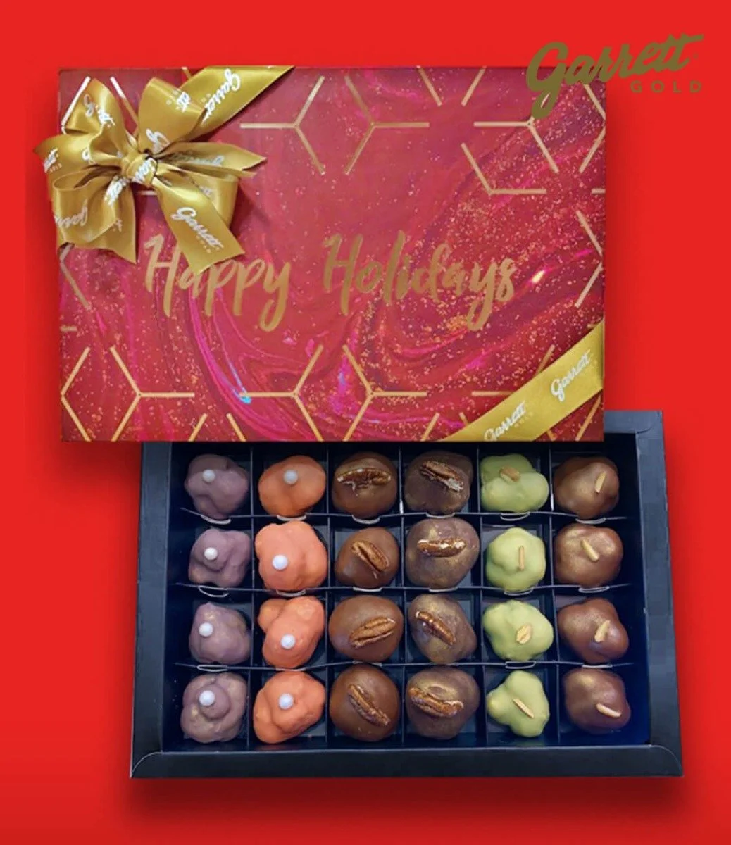 Happy Holidays Bonbon Box of 24 By Garrett Gold