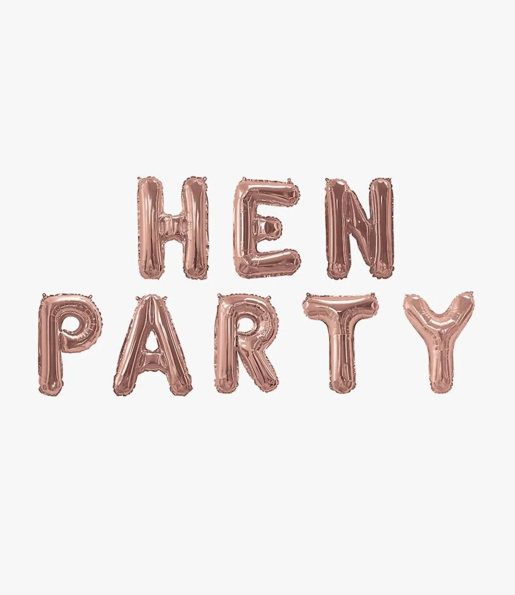 Hen Party Rose Gold Foil Balloon Bunting ( Air Inflated )