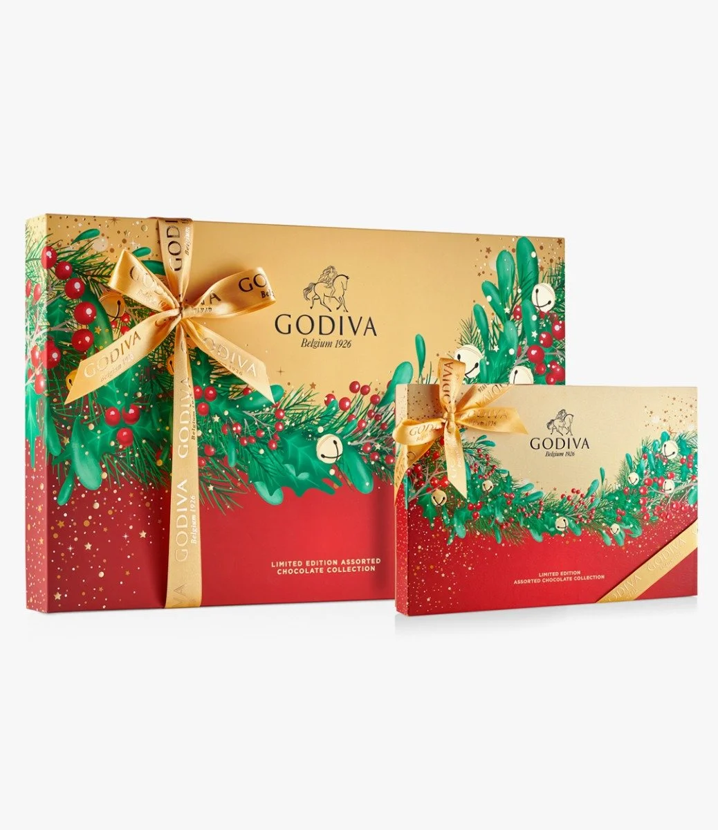 مجموعة هدايا كريسماس علبة كومبو وعلبة هدايا من جوديفا