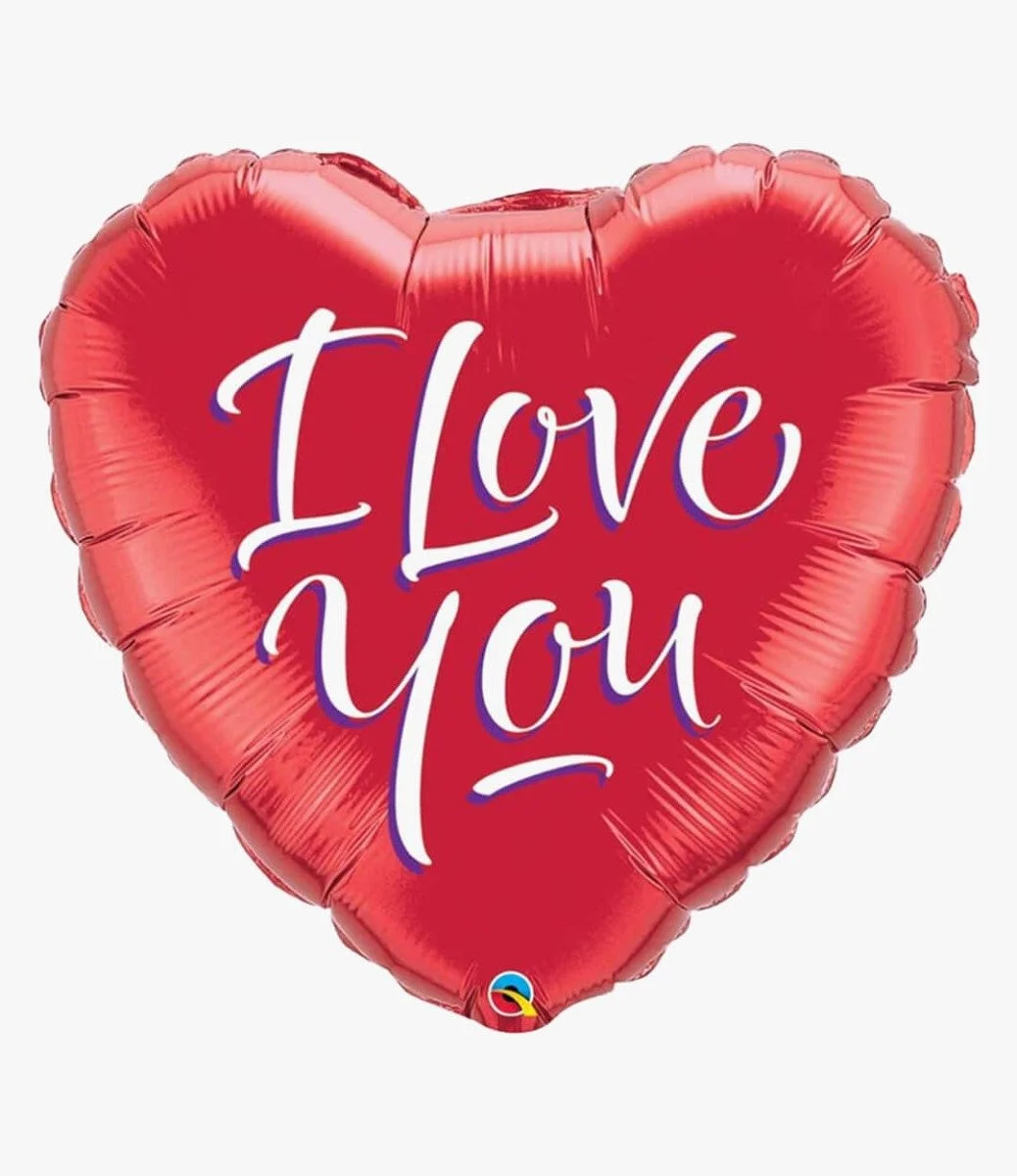 بالون هيليوم شكل قلب أحمر مع جملة "أنا أحبك"