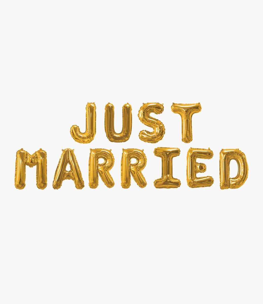 Just Married Gold Foil Balloon Bunting ( Air Inflated )