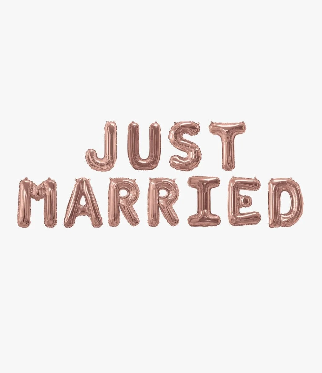 Just Married Rose Gold Foil Balloon Bunting ( Air Inflated )