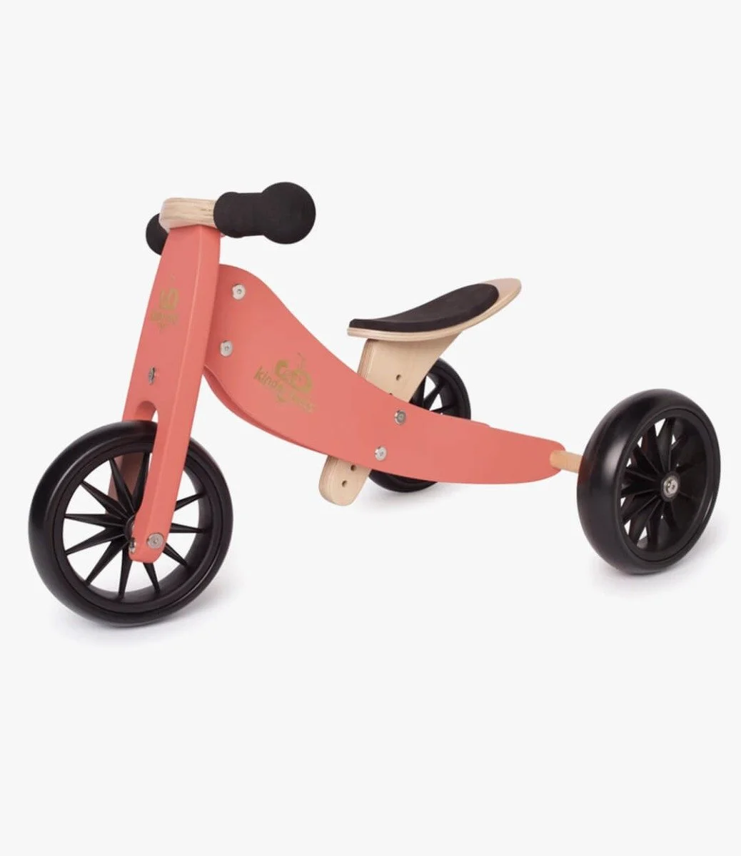 Kinderfeets 2-in-1 Tiny Tot Tricycle & Balance Bike - Coral