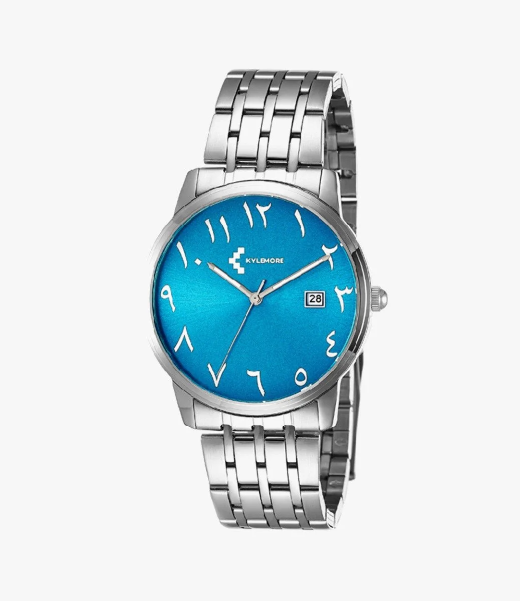 The Stainless Steel Light Blue Kylemore Watch With Arabic Numbers