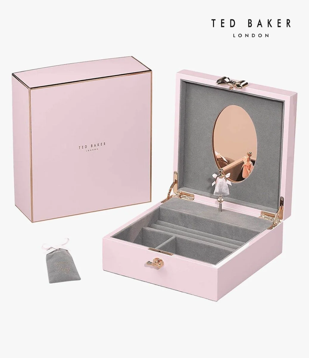 Lacquer Hero Pink jewellery box with musical Ballerina by Ted Baker