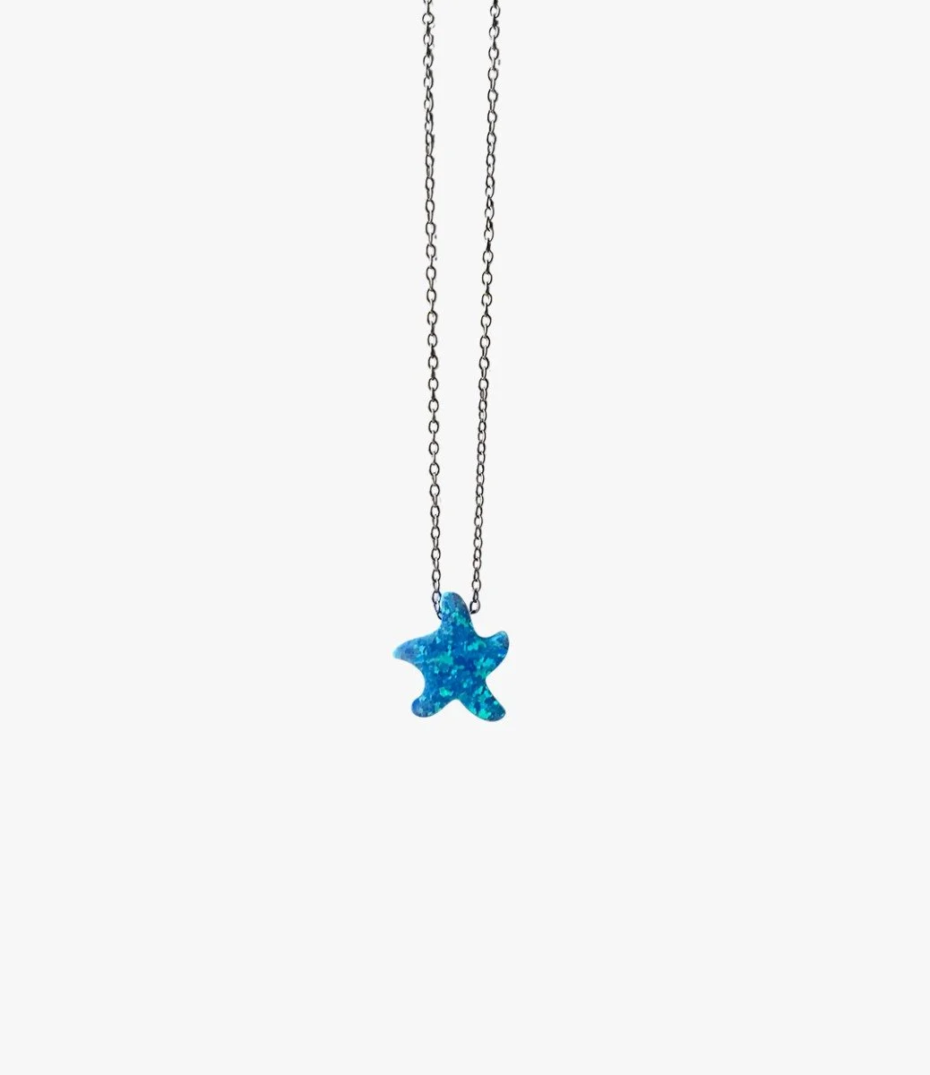 Light Blue Opal Starfish Necklace