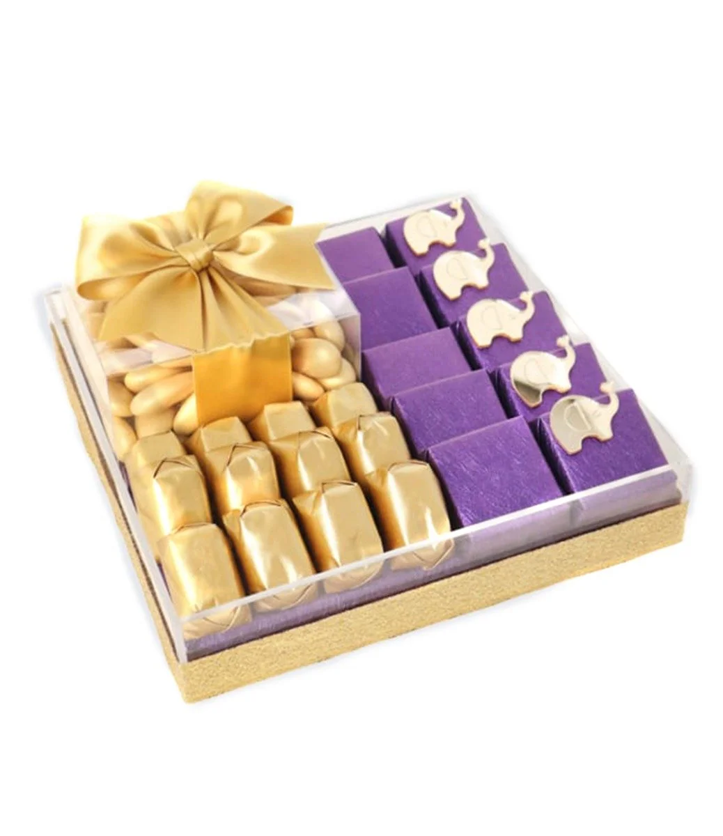 Luxury Diwali Chocolate And Almond Dragees Acrylic Tray by Le Chocolatier