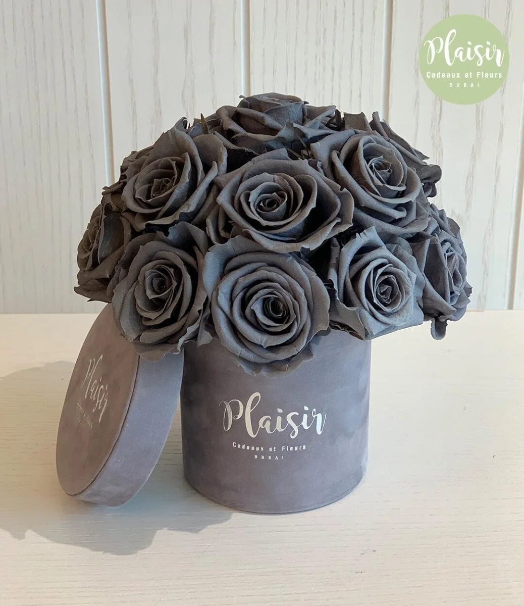Luxury Long Life Grey Rose Dome By Plaisir