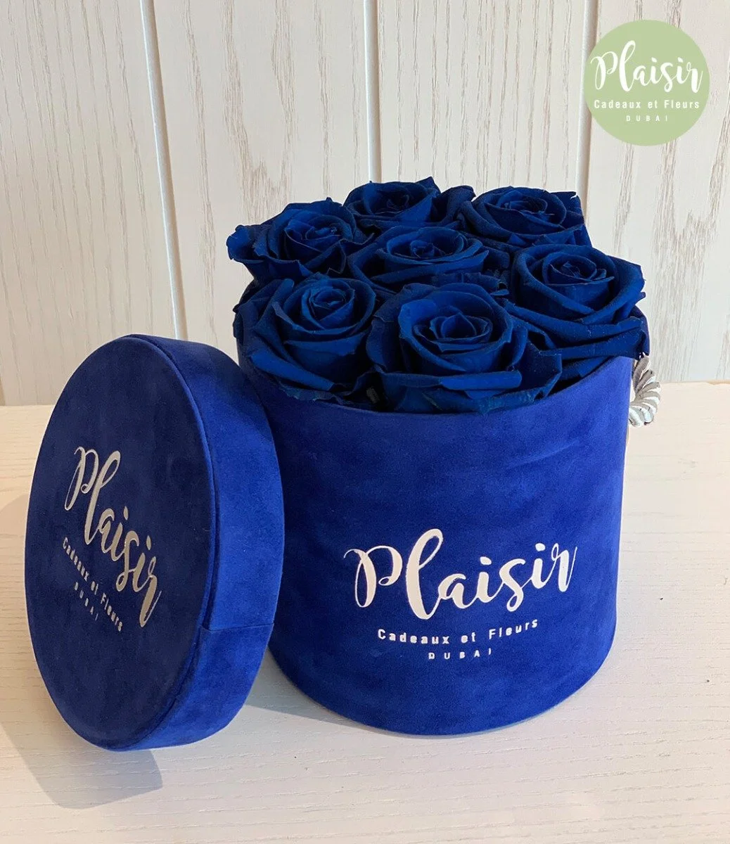 Luxury Long Life Roses In Blue Box By Plaisir