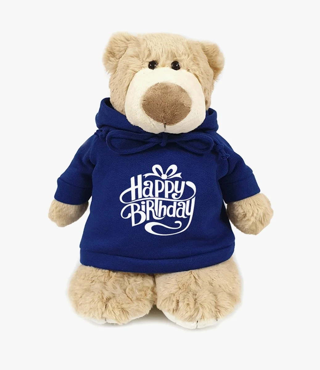 Mascot Bear with Birthday Blue Hoodie by Fay Lawson
