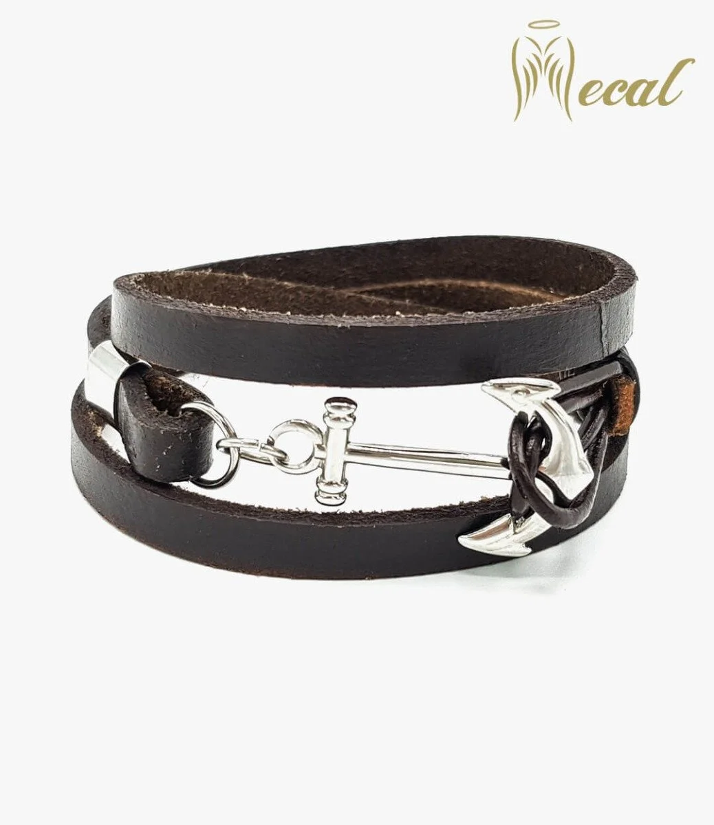 Anchor Genuine Leather Double Wrap Bracelet