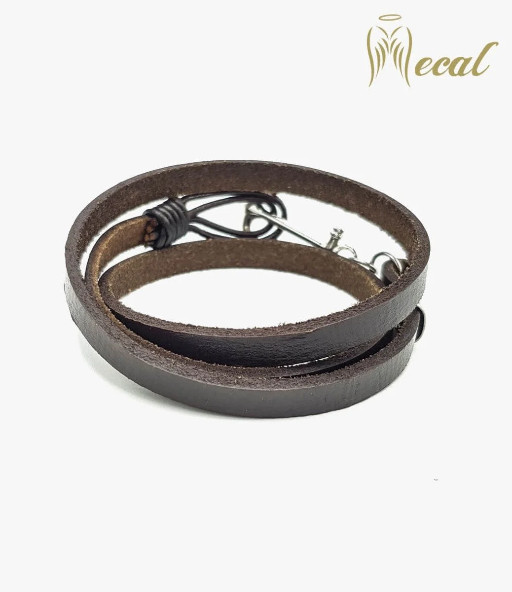 Anchor Genuine Leather Double Wrap Bracelet