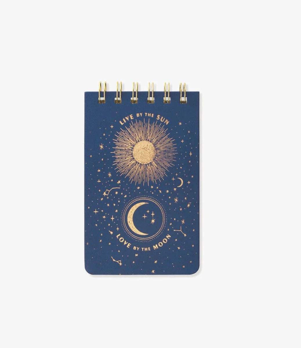 Midnight Blue "Live By The Sun" - Twin Wire Notepad by Designworks Ink.