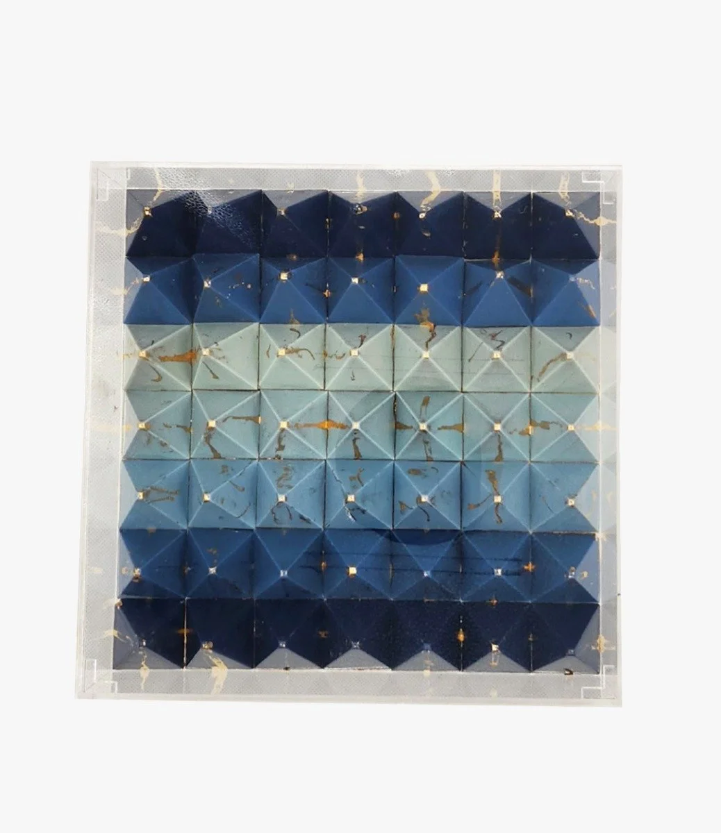 Mixed Chocolate Pyramid Blue 49 pcs Acrylic Box by Orient Delight