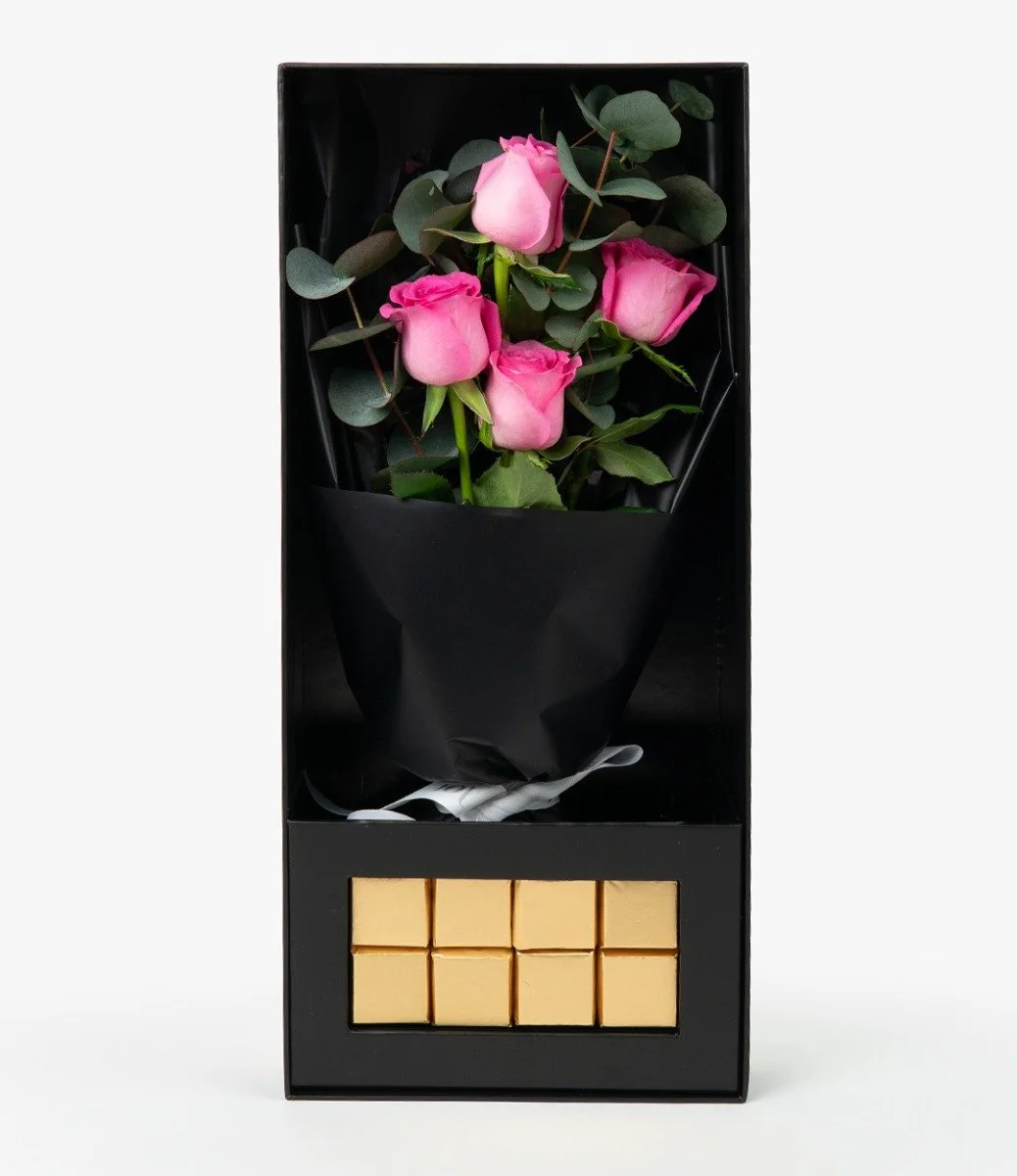 Mother’s Day Pink Roses and Chocolates by Anoosh Bundle