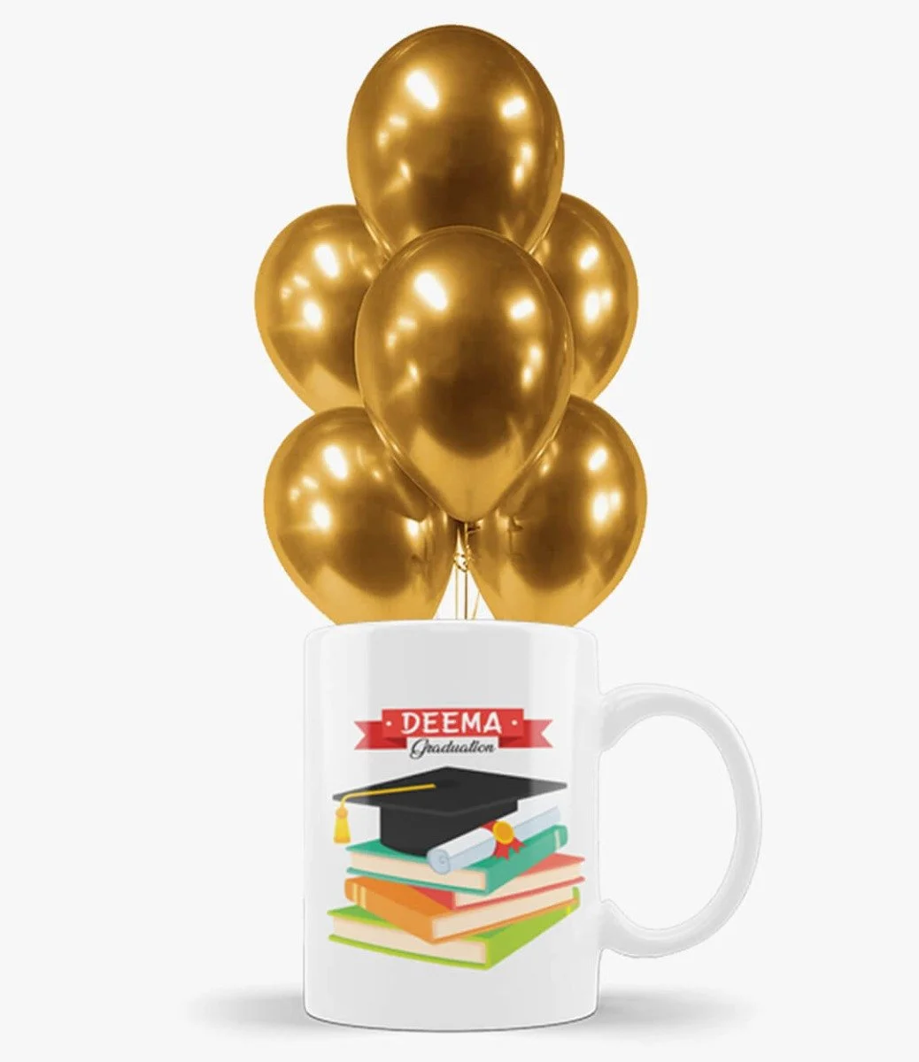 Mug and gold chrome latex balloon bundle