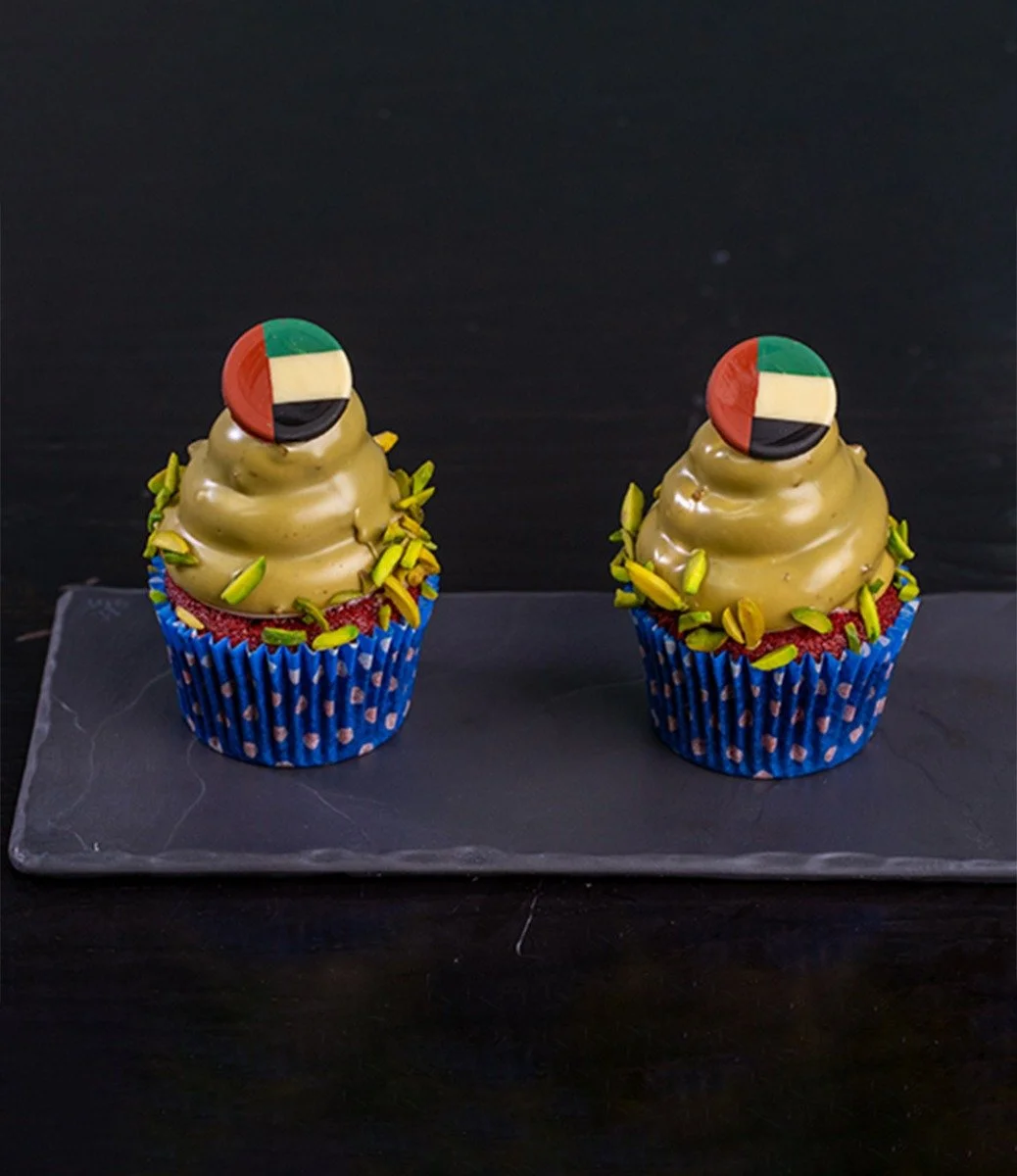 National Day Pistachio Flag Cupcakes by Bloomsbury's