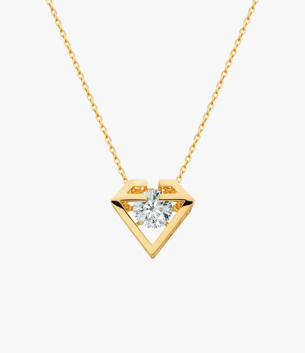 Gold-Plated Diamond-Shaped Necklace