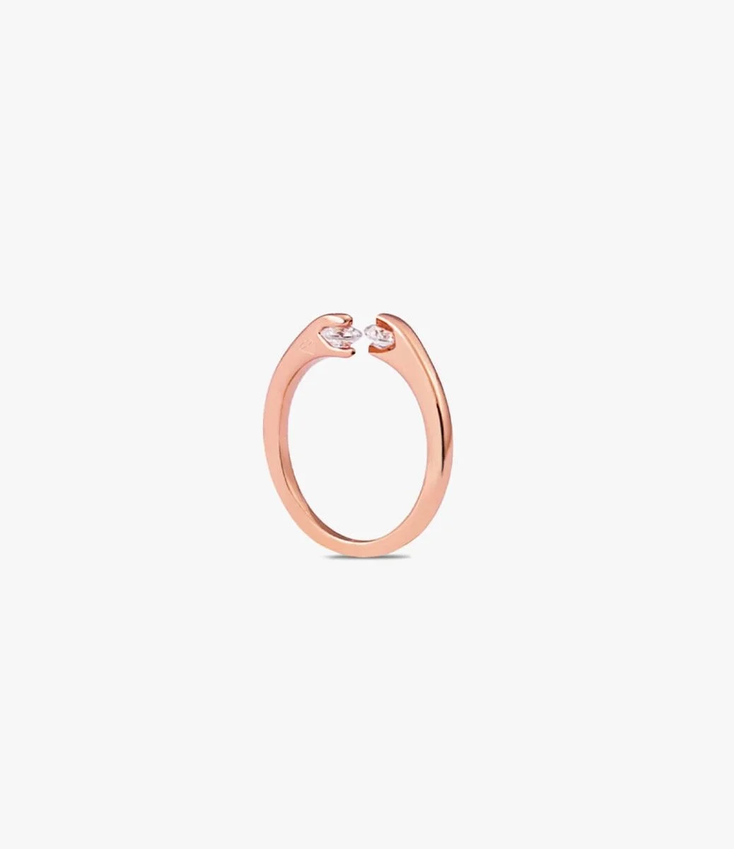 Rose Gold-Plated Ring with Crystals