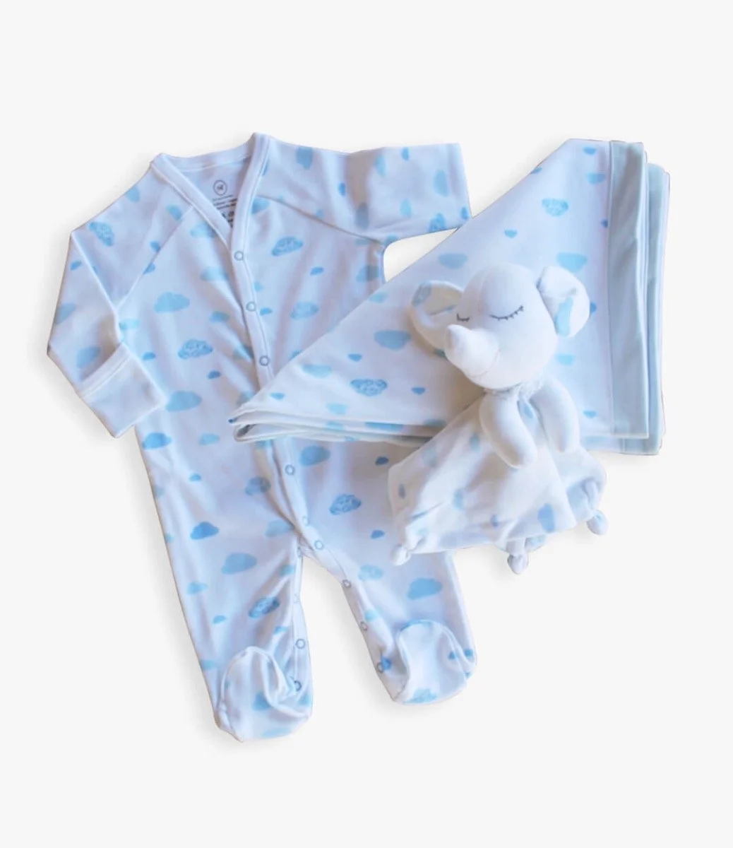 Newborn Romper, Blanket and Lovey Set -Blue  By Fofinha