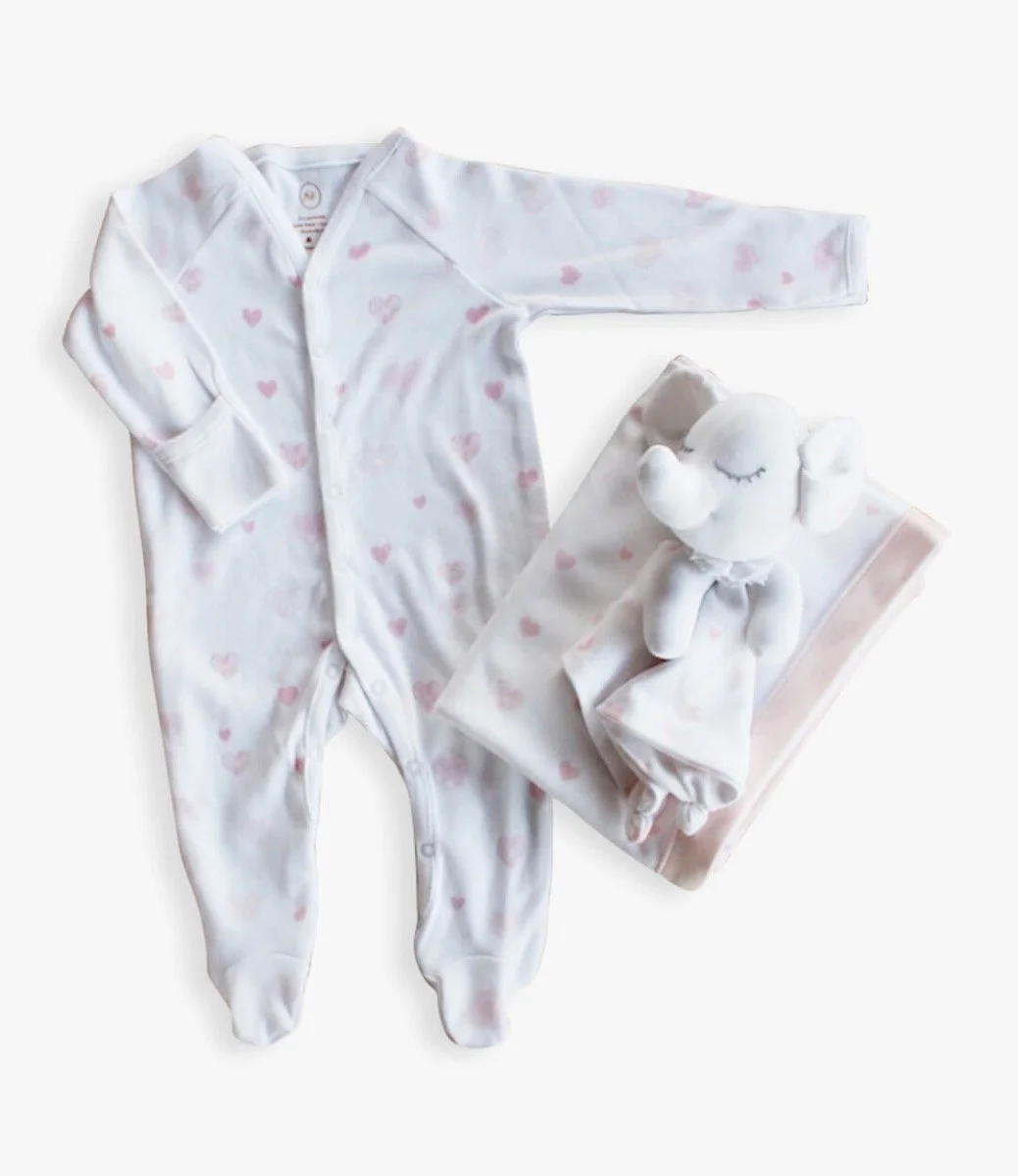 Newborn Romper, Blanket and Lovey Set -Pink  By Fofinha