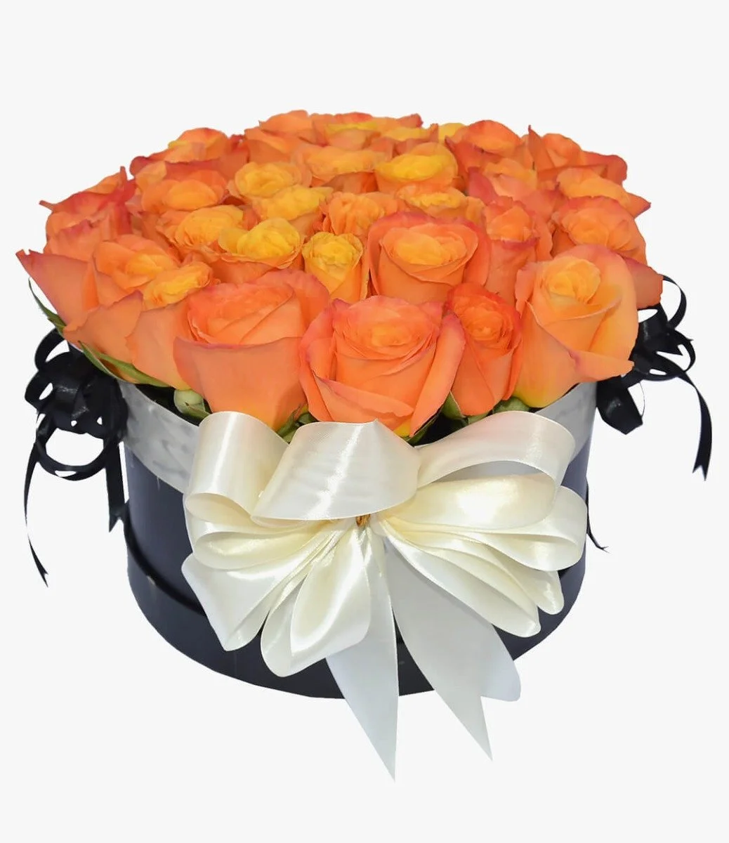 صندوق زهور الورد البرتقالي