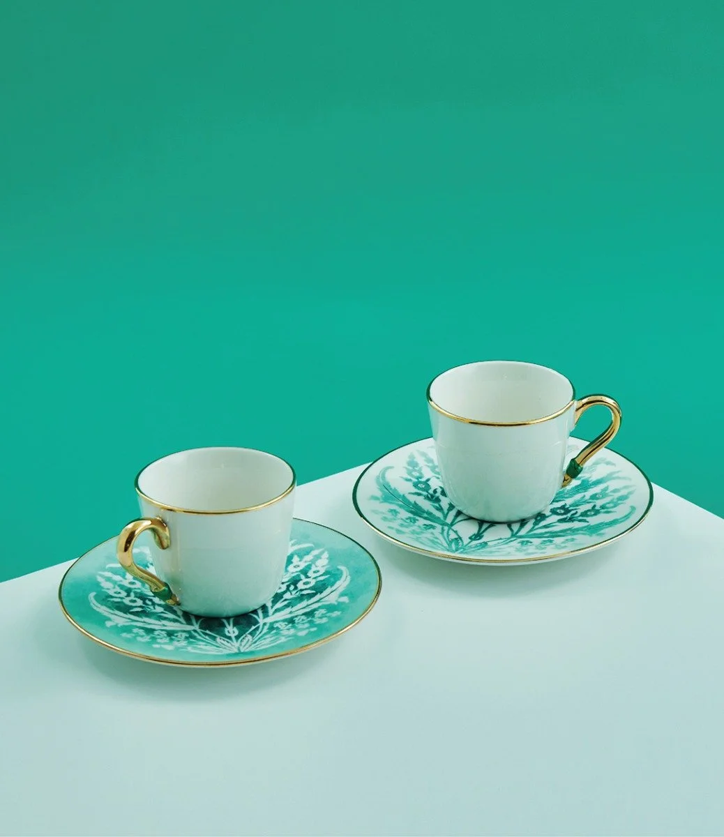 Otantik Tolipa-Luxury Turkish Coffee Cup Set-Green