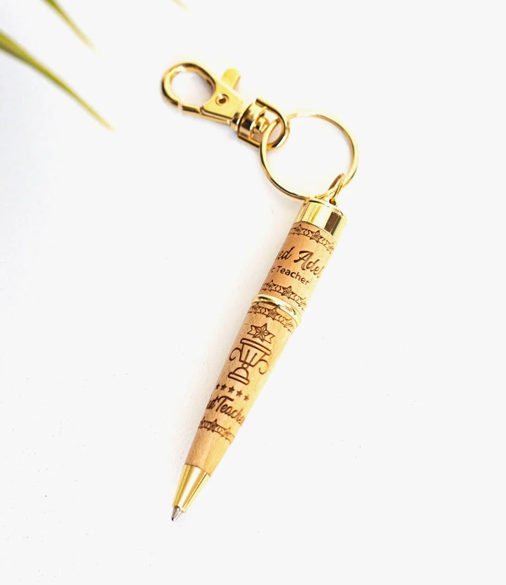 Personalised Best Teacher Wooden Pen Keychain