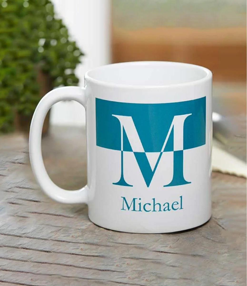 Personalised Blue Initial Coffee Mug