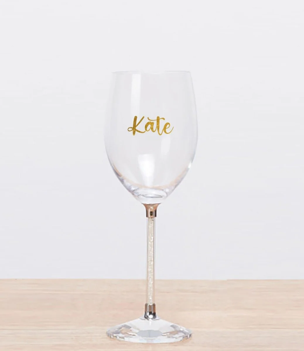 Personalised Wine Glass with Crystals