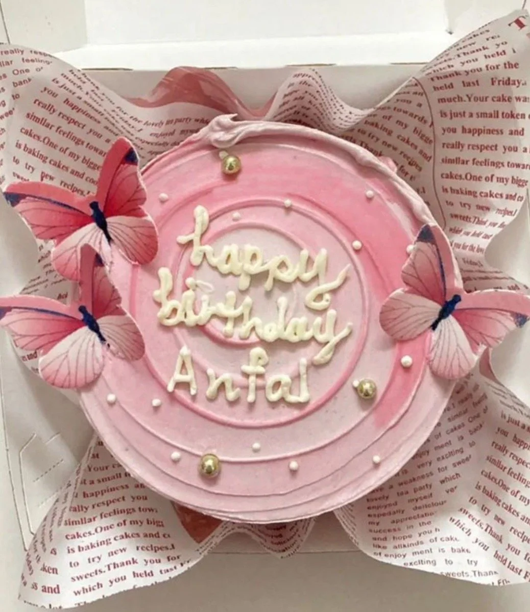 Pink Butterflies Birthday Cake by Mqam Alward