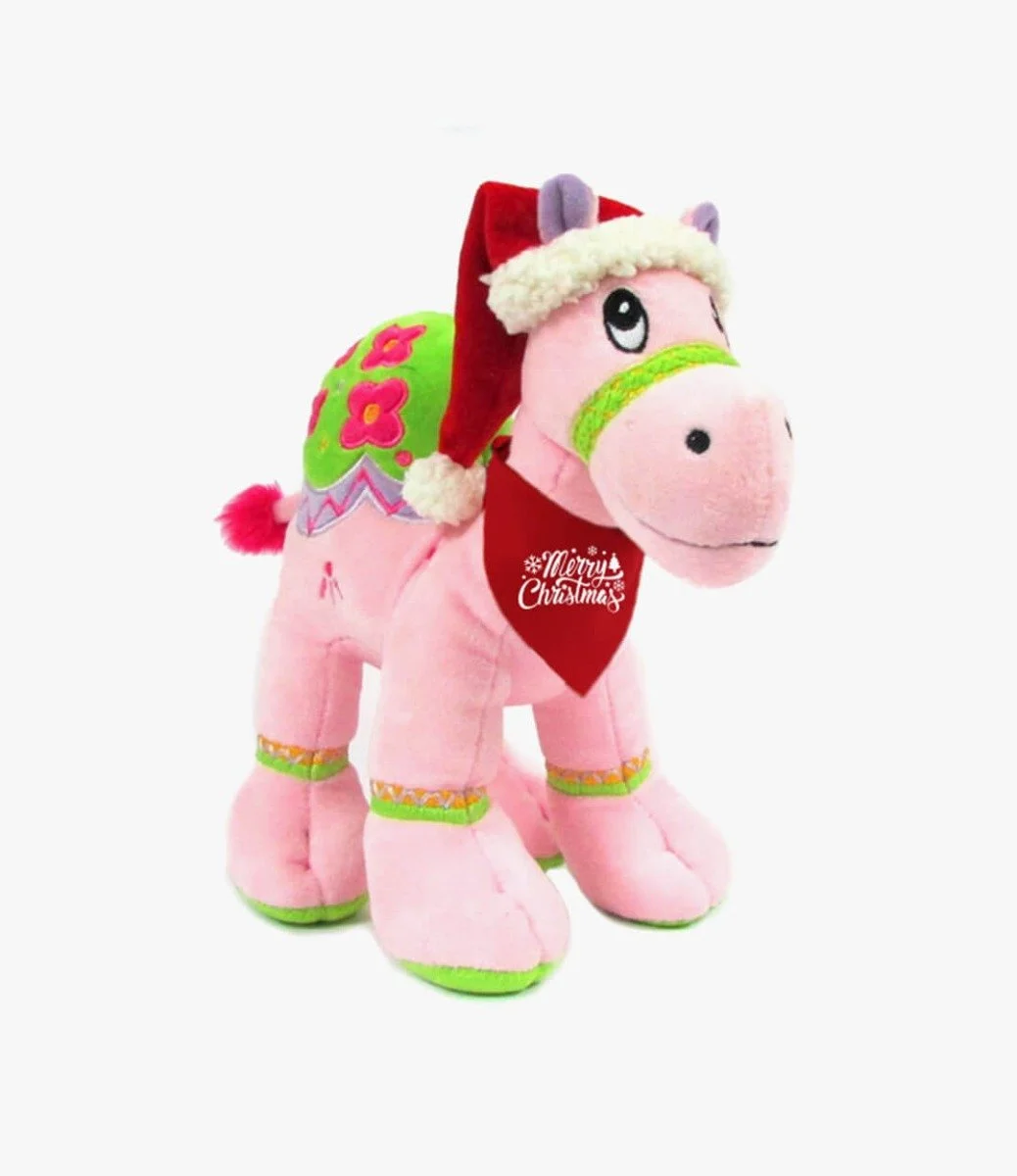 Pink Christmas Camel With Santa Hat And Merry Christmas Bandada 25Cm By Fay Lawson