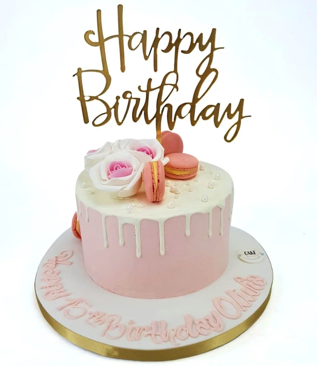 Pink Floral Macaron Cake By Cake Social