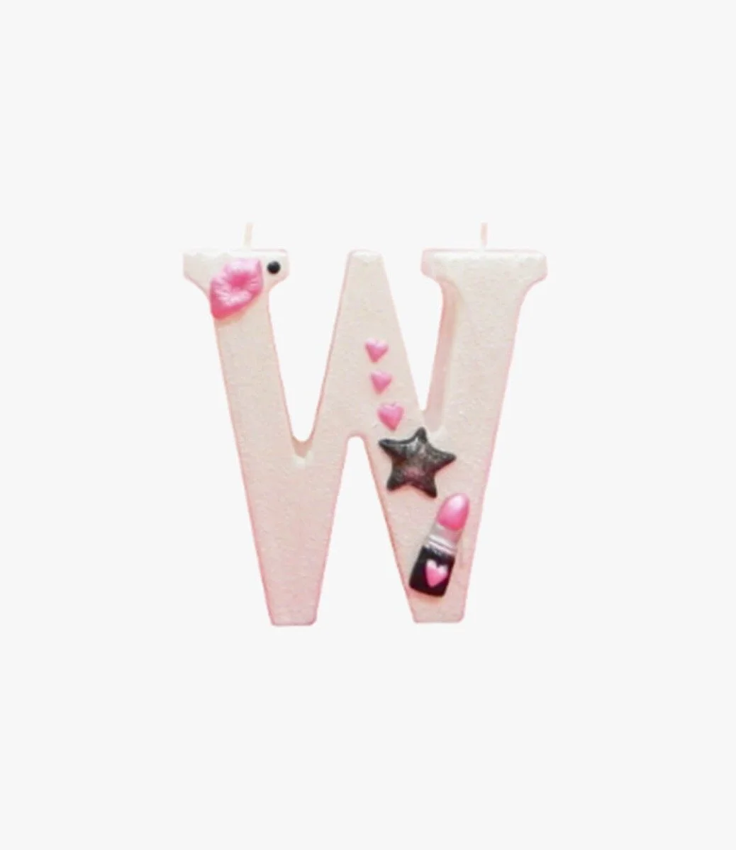 Pink Lipstick and Kiss Letter Candle -  W