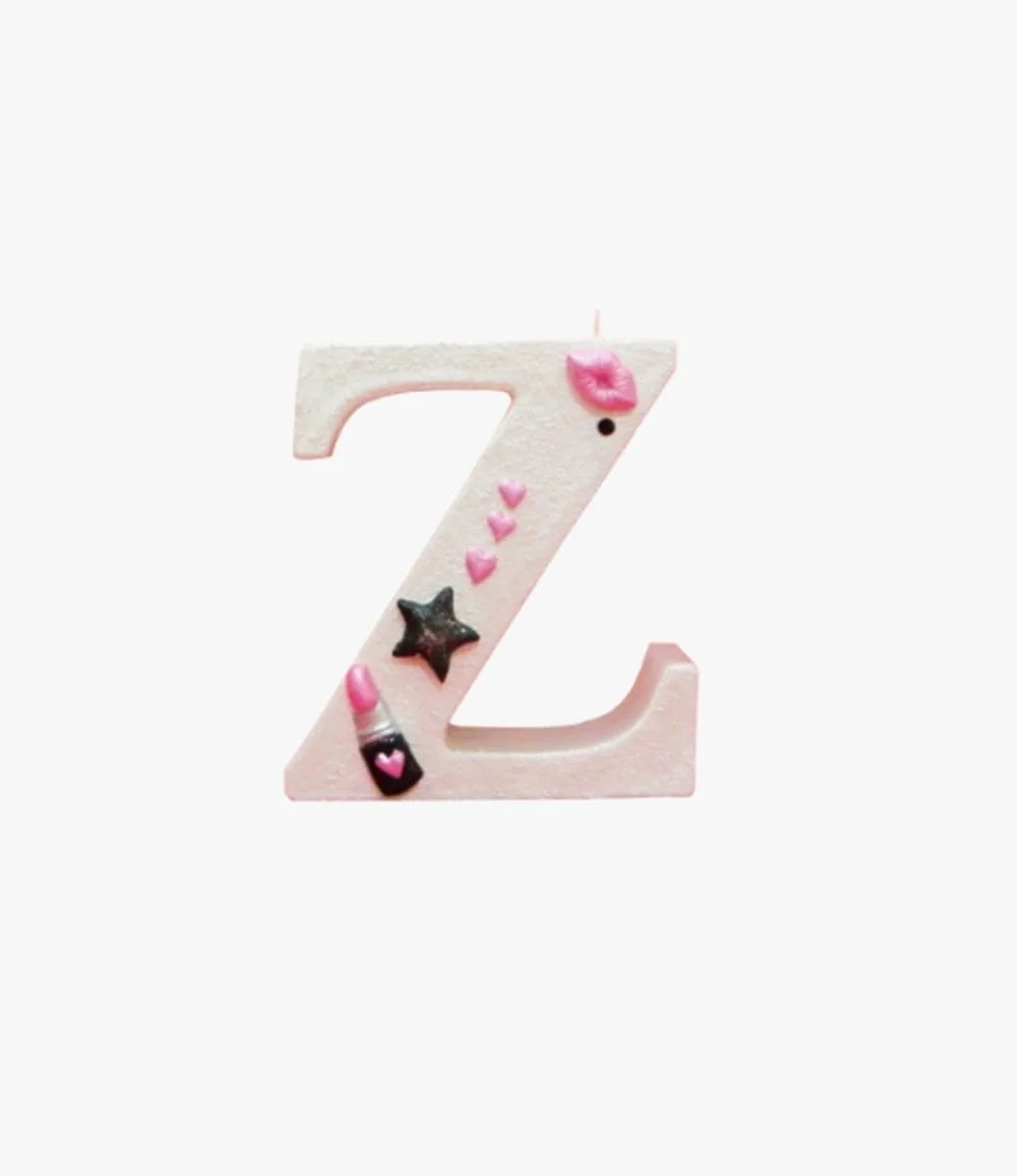 Pink Lipstick and Kiss Letter Candle -  Z