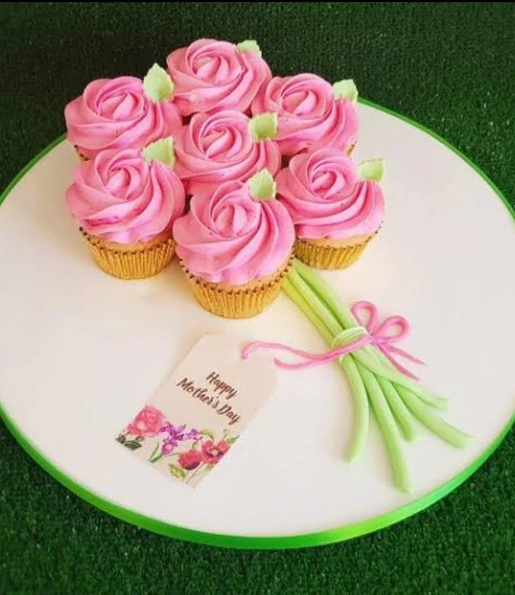 Pinky Flower Cupcakes Bouquet