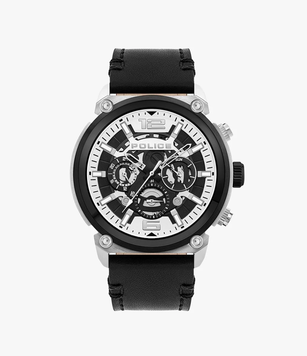 Police Armor Leather Analog Watch for Men