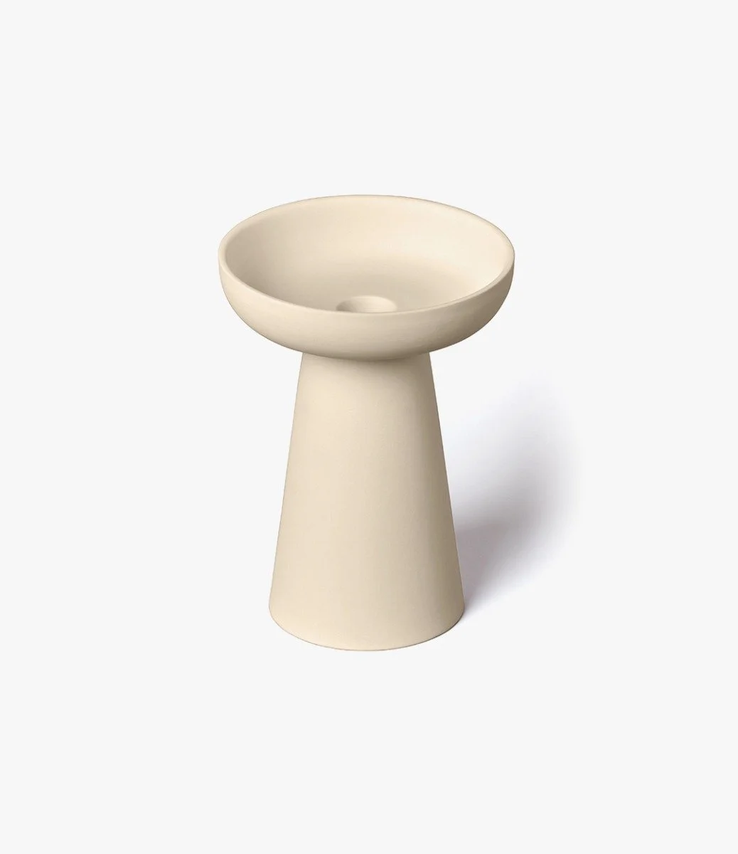 Porcini Pillar & Taper Candle Holder - Cream Matte Ceramic - Large