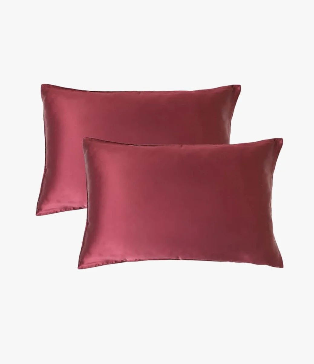 Pure Silk Pillowcases - Burgundy Red