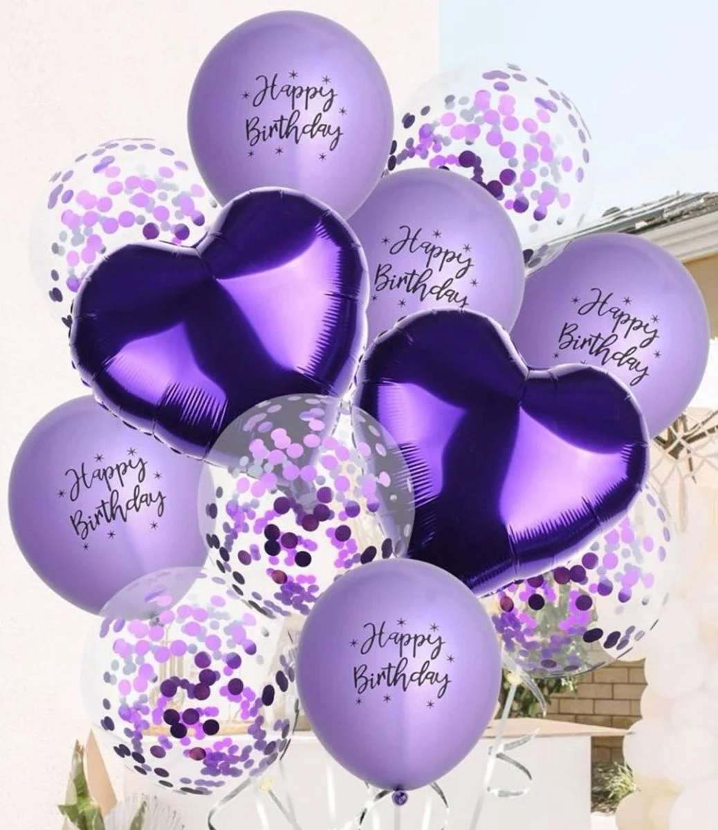 Purple Birthday Balloons Set